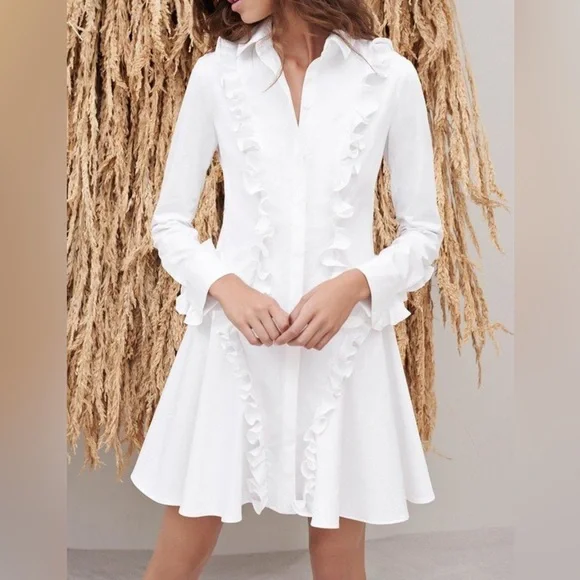 Alexis | Dresses | Alexis White Bernadette Long Sleeve Ruffle Dress Small |  Poshmark